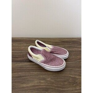 Vans Classic Slip On Kids Girls Pink Two Tone Glitter Size 11.5 Sneakers Skate